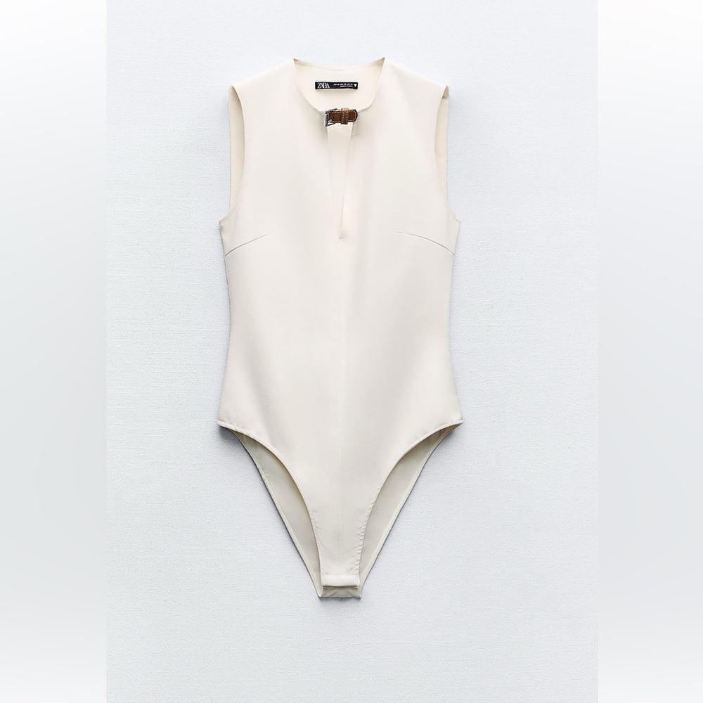 Zara Cream Strap Fitted Bodysuit